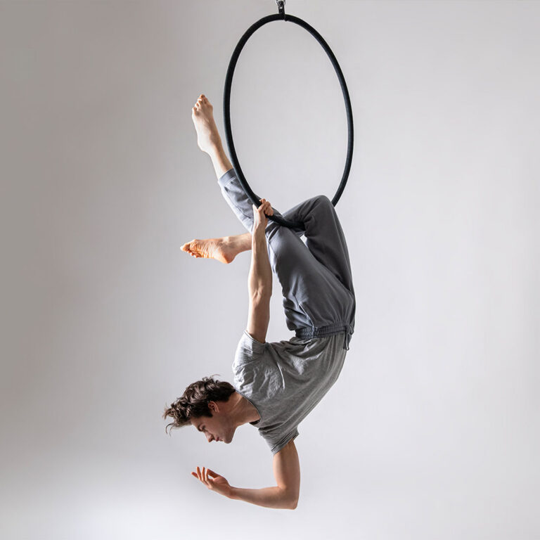 teacher edd on aerial hoop for mixed ability class at london dance academy